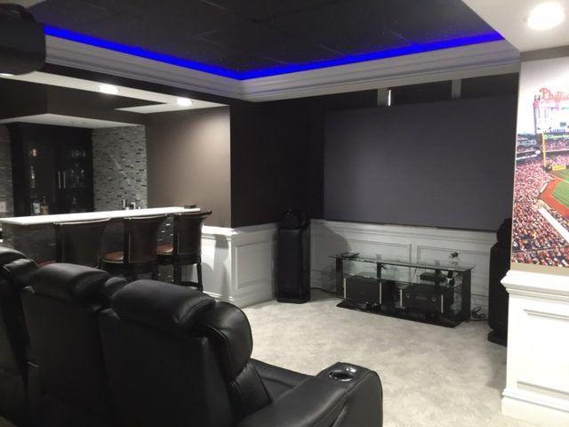 Custom basement renovation with modern finishes