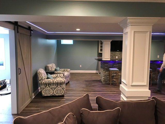 Basement remodel with custom built-ins in Blue Bell, PA